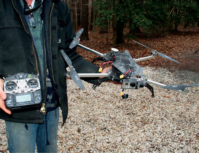 A standard drone and control unit, which can be used to survey hard- to-access land.